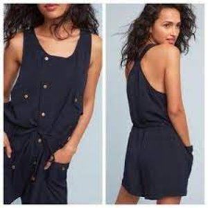 Anthropologie Elevenses Dree Navy Utility Romper Size X Small